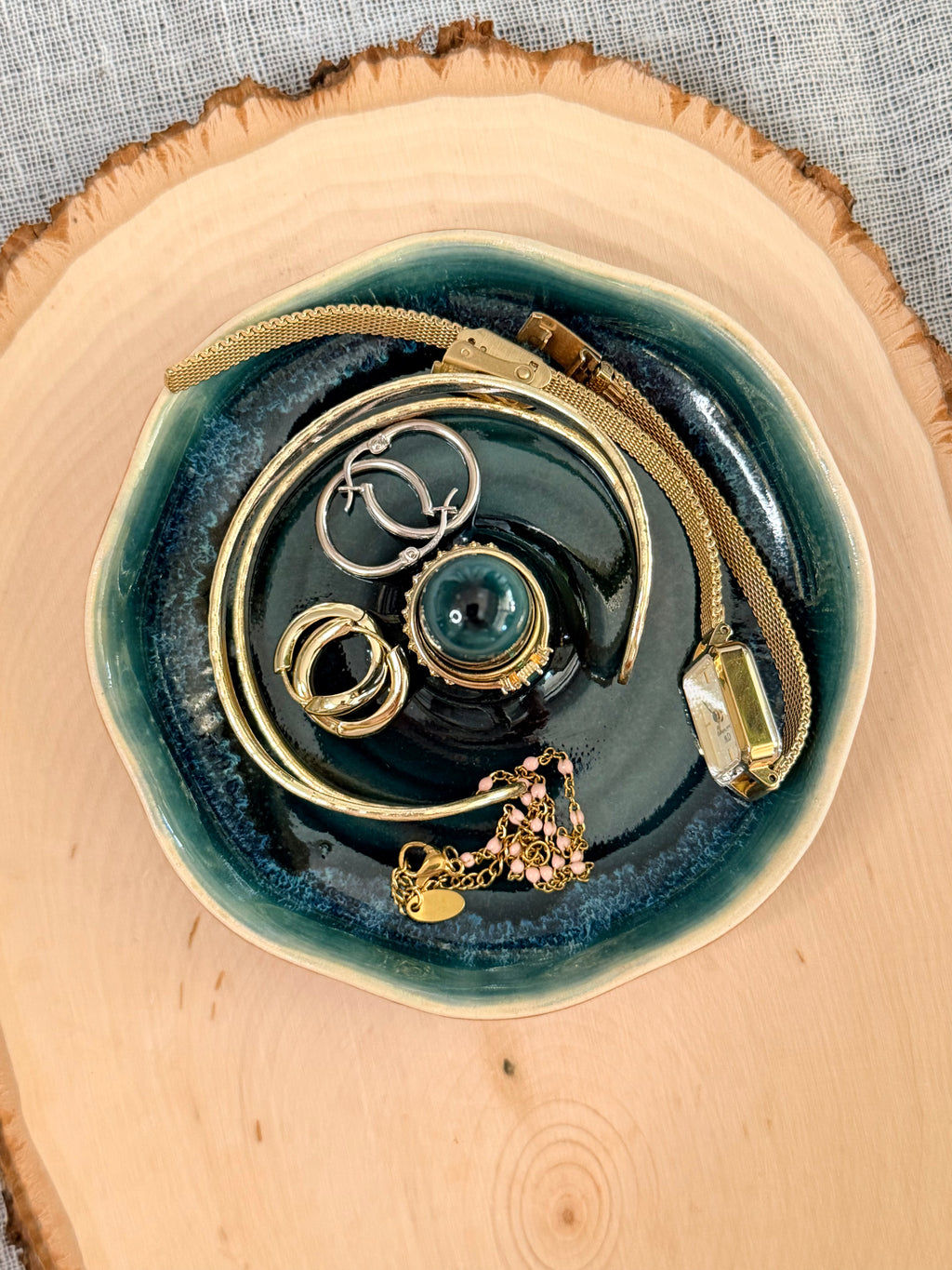 Large Jewelry Dish - Rainforest + Terracotta