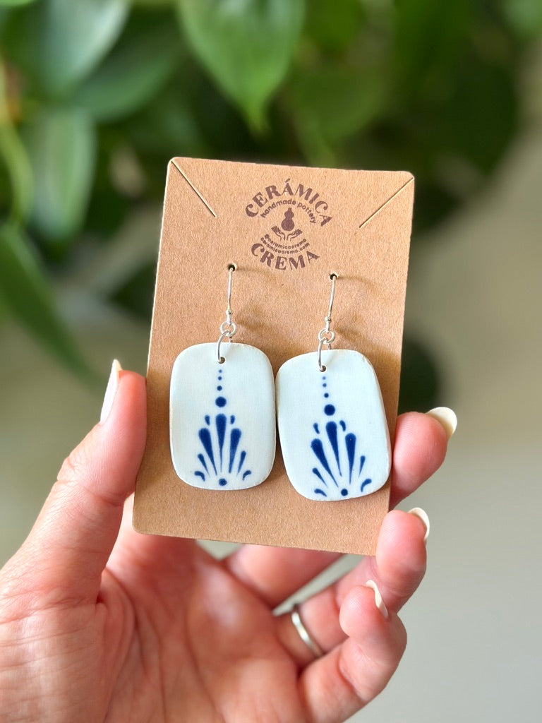 Rectangle Earrings - White + Blue