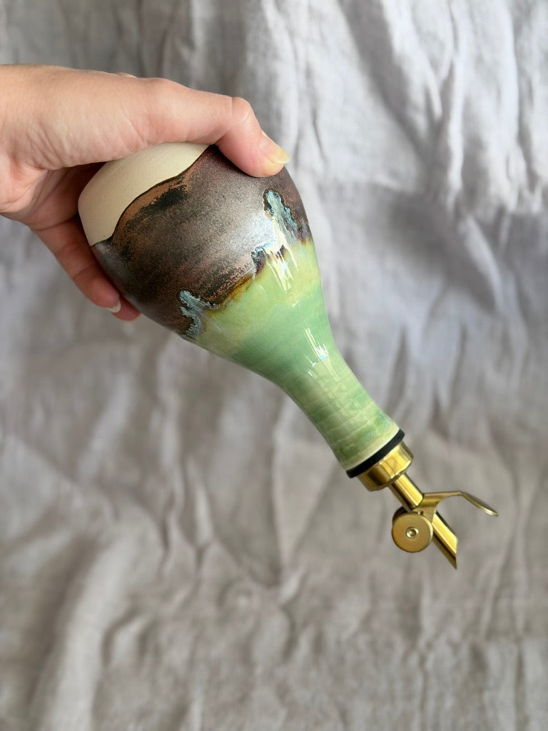 Olive Oil Bottle - Jade + Copper