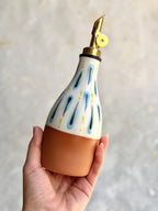 Olive Oil Bottle - Blue + Green Teardrop