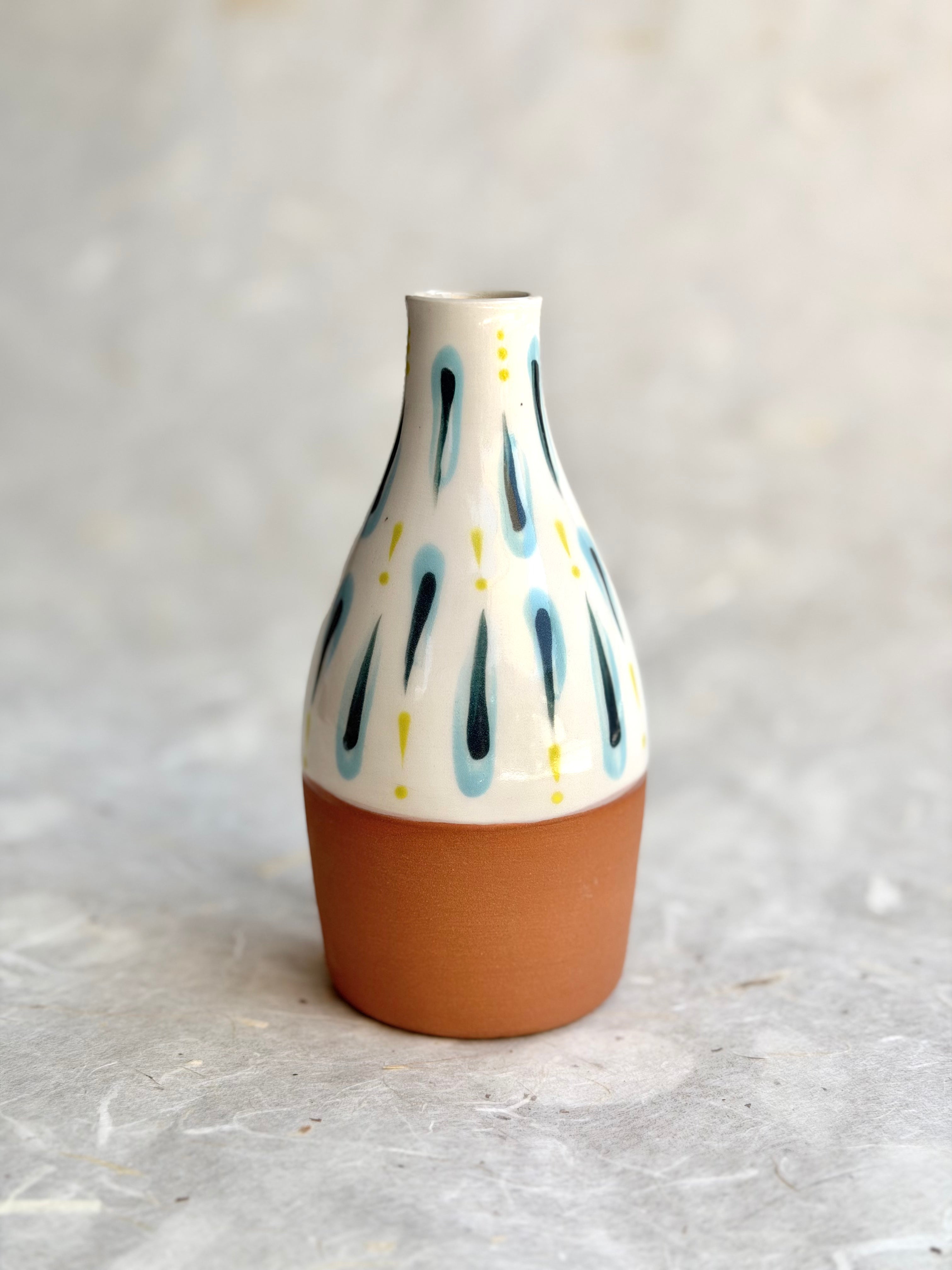 Olive Oil Bottle - Blue + Green Teardrop