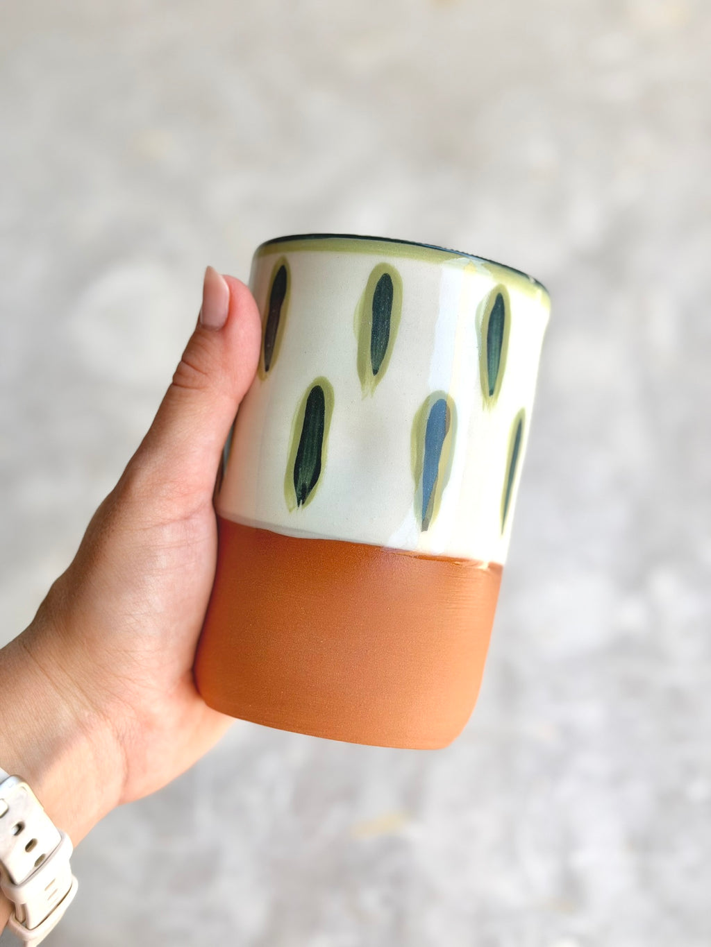 Dimpled Tumbler - Green Lines