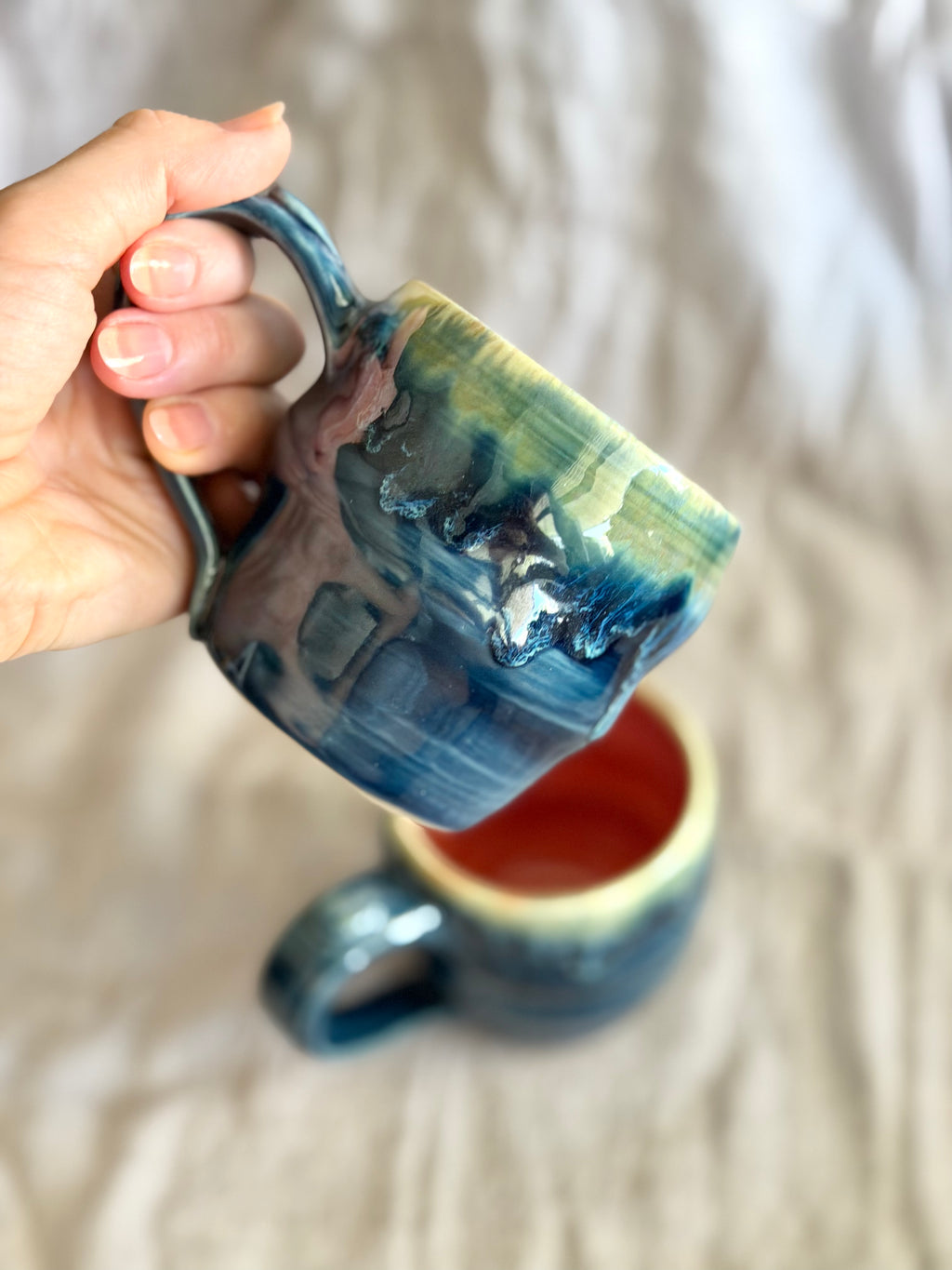 8oz Mug - Deep Blue + Red