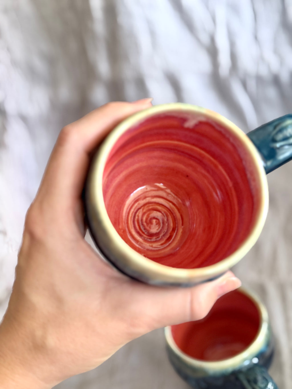 8oz Mug - Deep Blue + Red