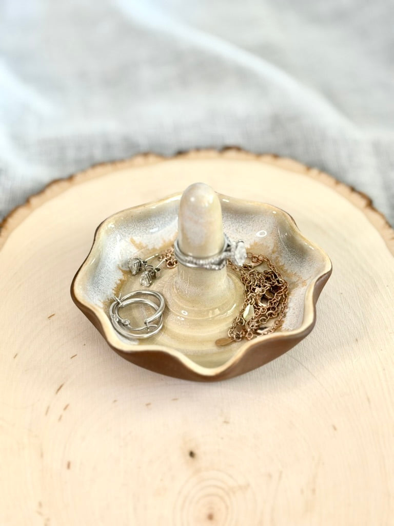 Jewelry Dish - Beige + White