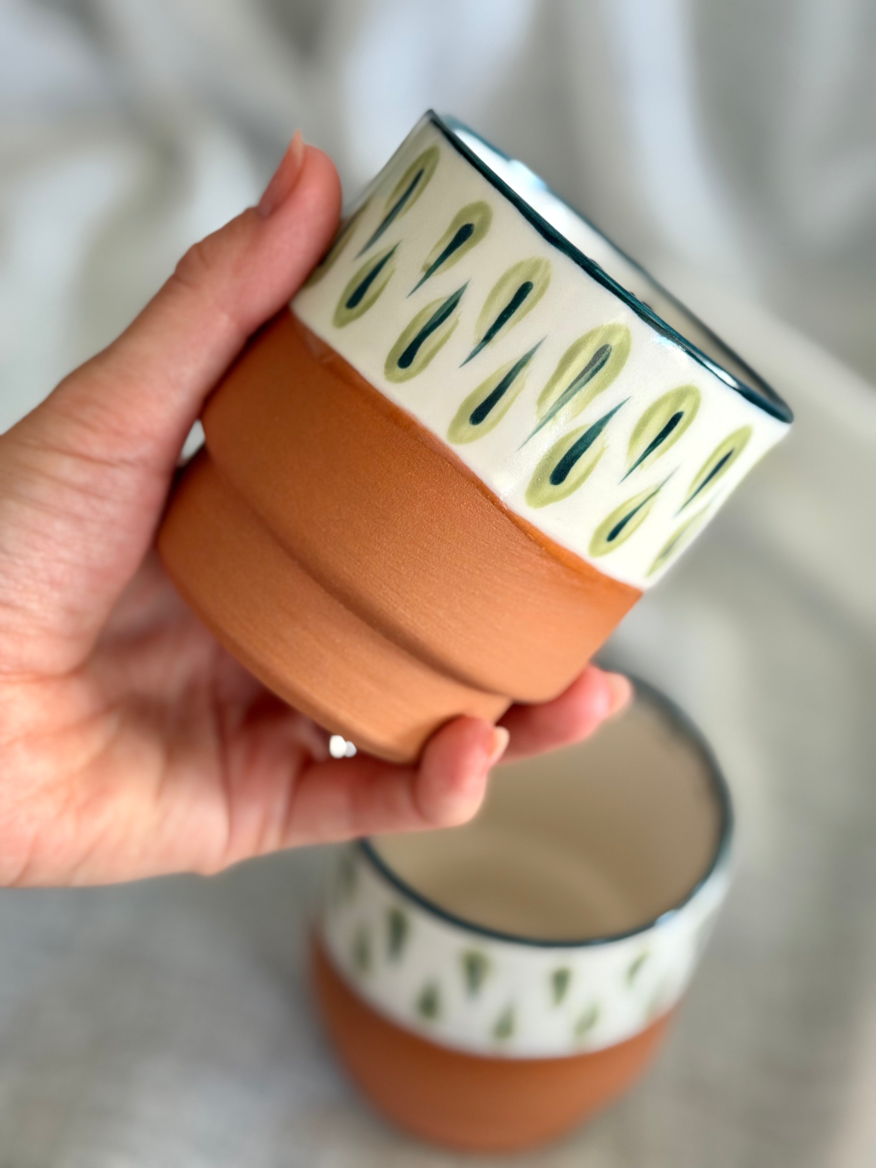 8oz Stacking Cups (Set of 2) - Green Teardrop