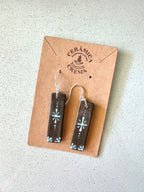 Long Rectangle Earrings - Brown + Baby Blue