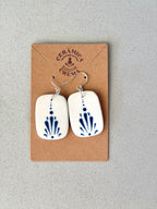 Rectangle Earrings - White + Blue