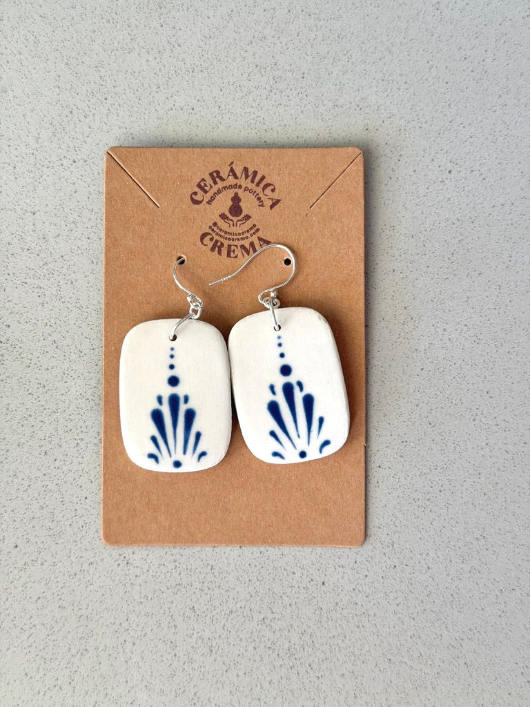 Rectangle Earrings - White + Blue