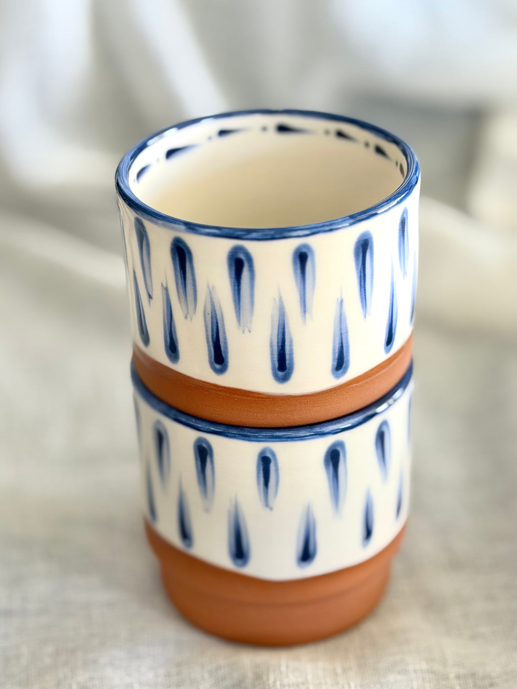 8oz Stacking Cups (Set of 2) - Blue Teardrop