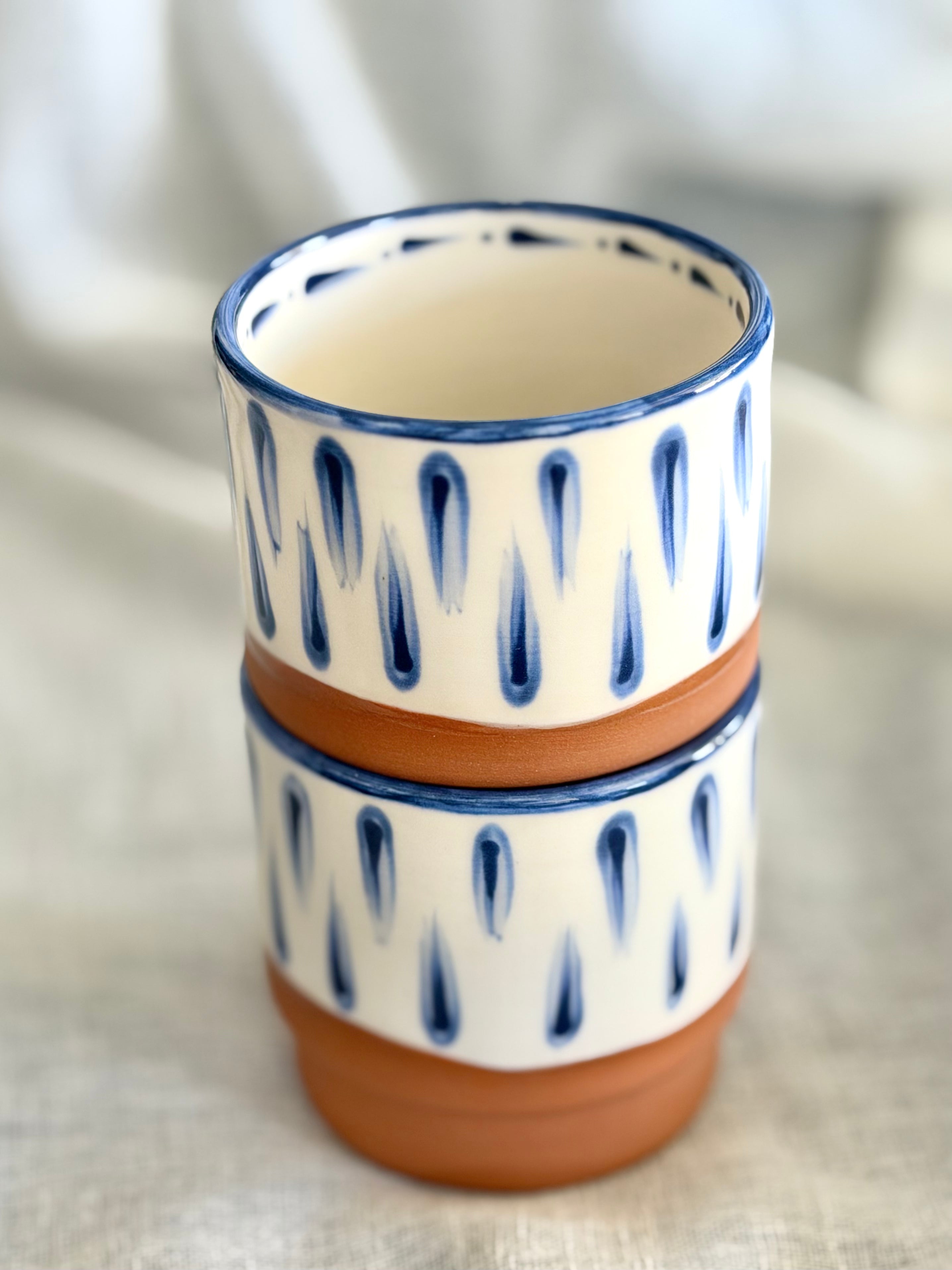 8oz Stacking Cups (Set of 2) - Blue Teardrop