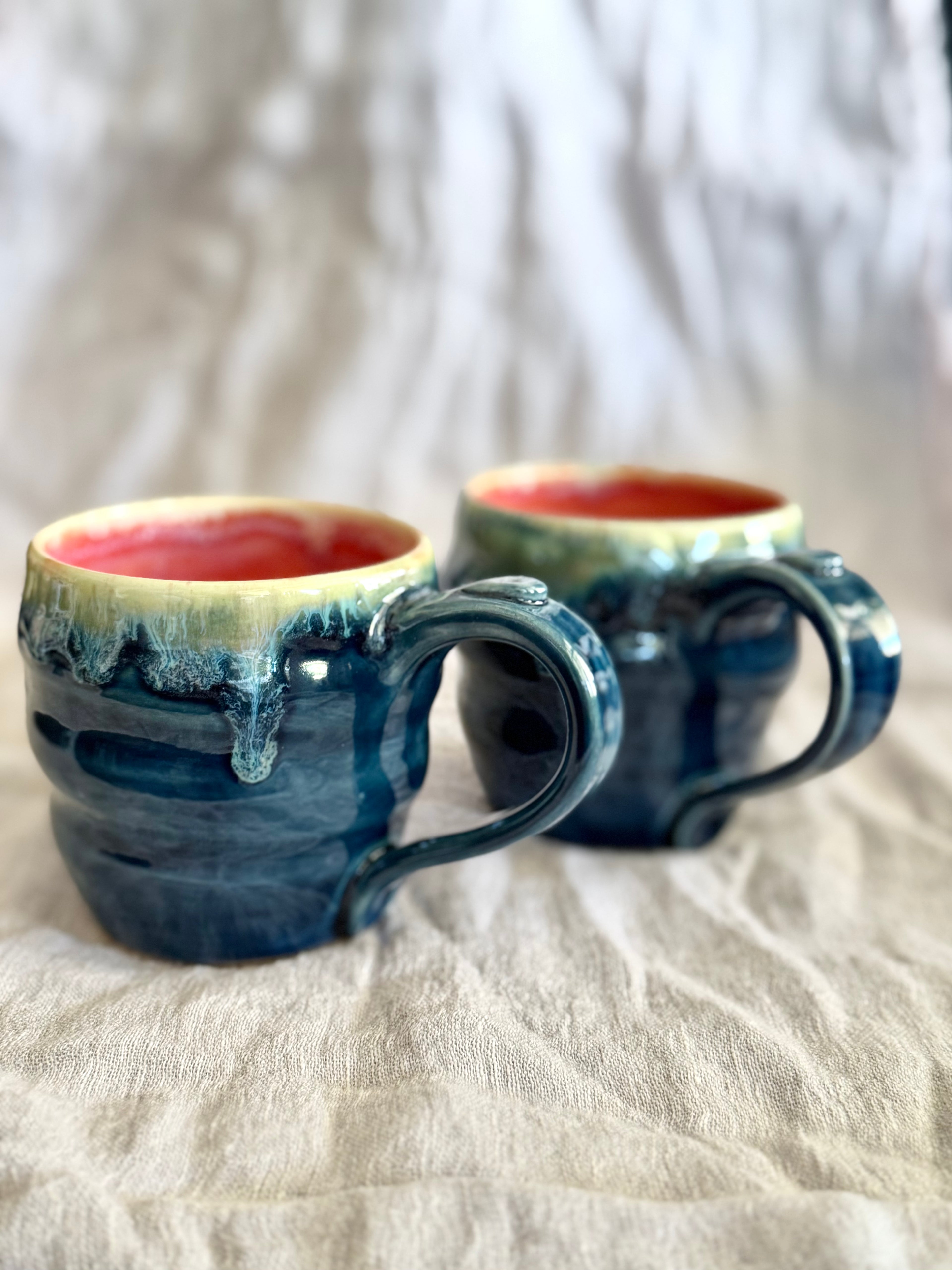 8oz Mug - Deep Blue + Red