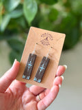 Long Rectangle Earrings - Brown + Baby Blue