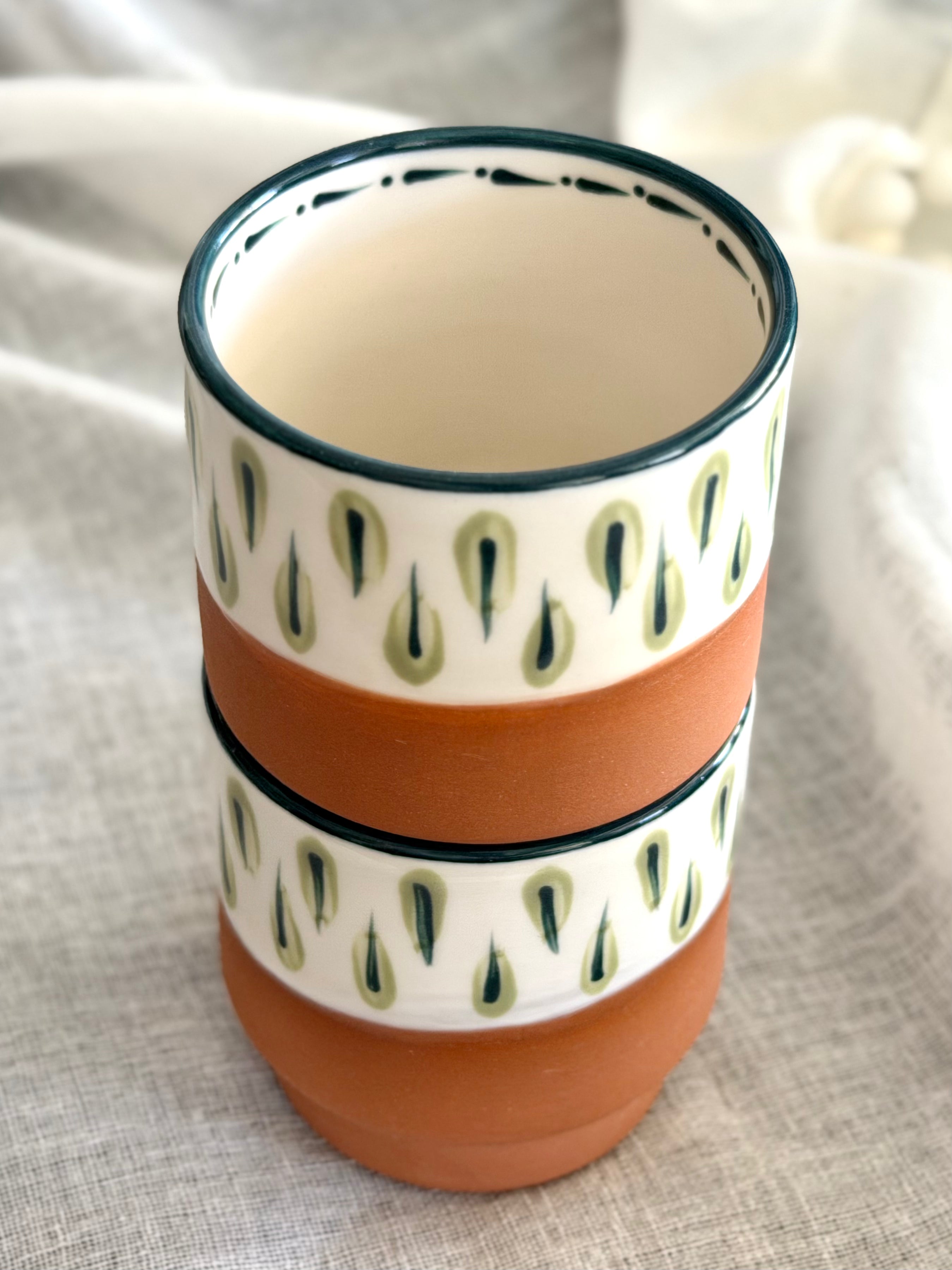 8oz Stacking Cups (Set of 2) - Green Teardrop