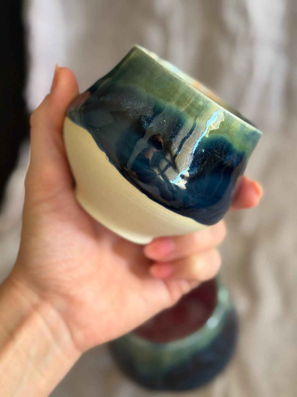 Stemless Wine Cups - Deep Blue + Raspberry Sherbet