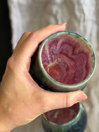 Stemless Wine Cups - Deep Blue + Raspberry Sherbet