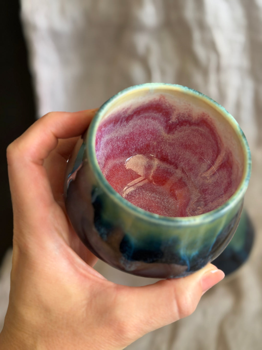 Stemless Wine Cups - Deep Blue + Raspberry Sherbet
