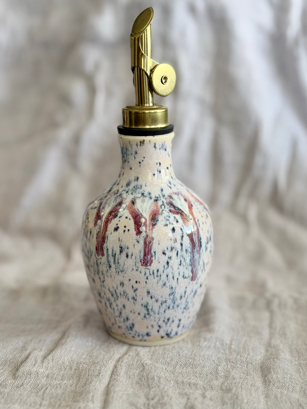 Mini Olive Oil Bottle - Pink + Speckled Blue