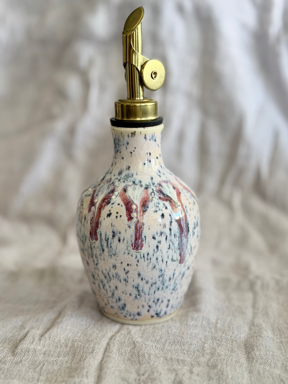 Mini Olive Oil Bottle - Pink + Speckled Blue
