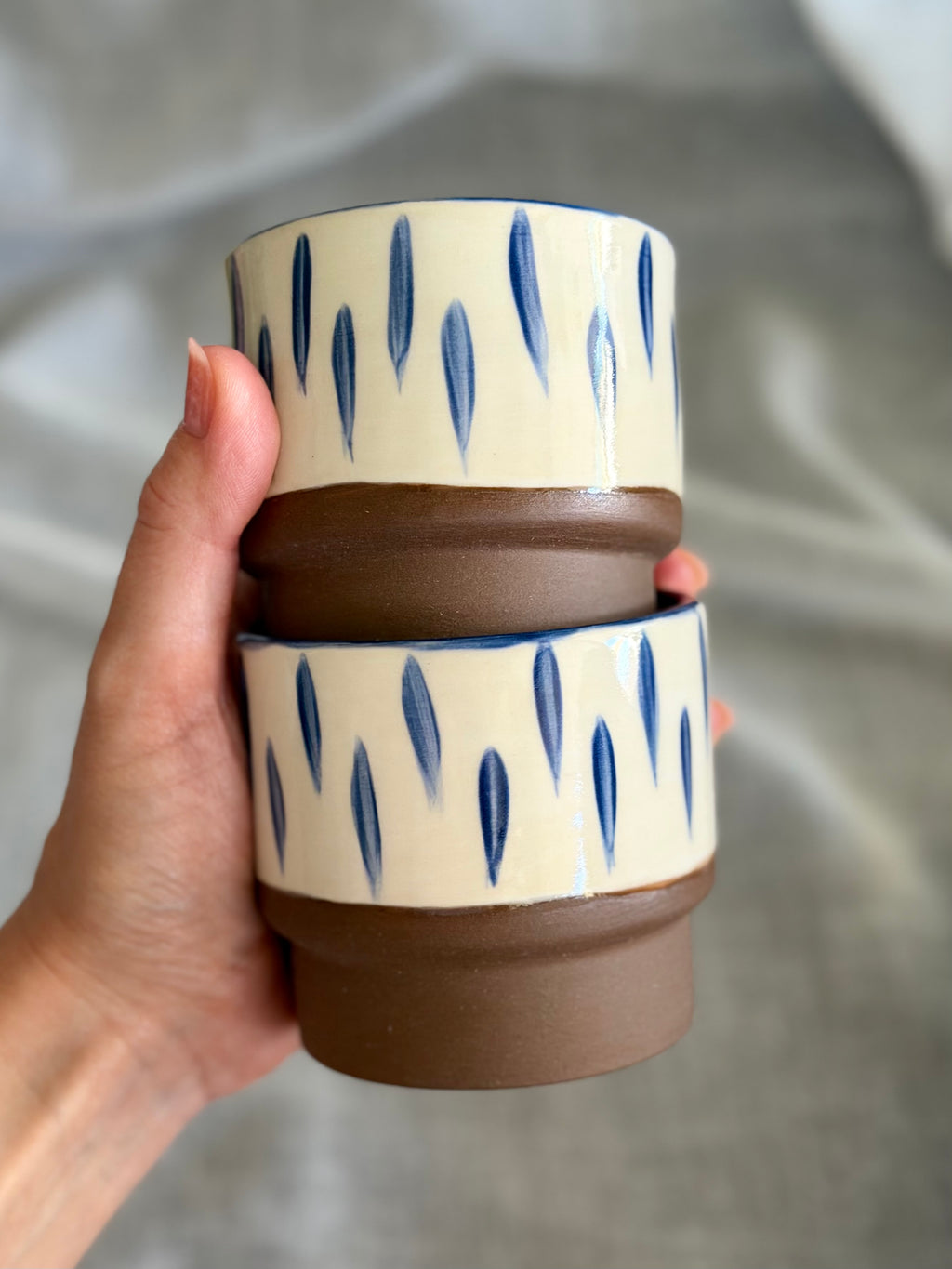 6oz Stacking Cups (Set of 2) - Blue Teardrop