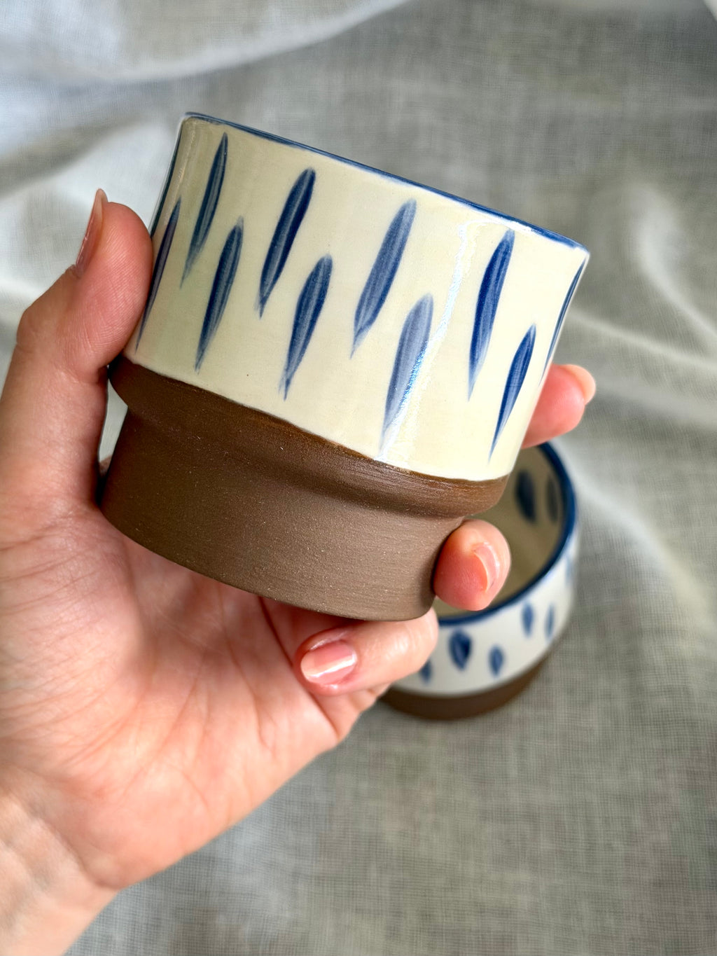 6oz Stacking Cups (Set of 2) - Blue Teardrop