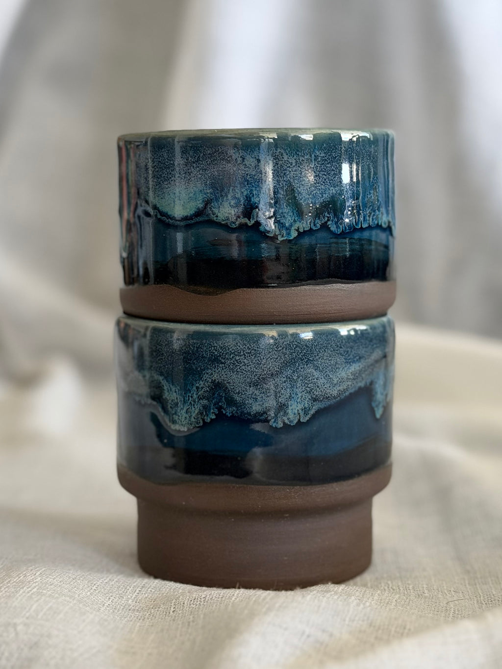 6oz Stacking Cups (Set of 2) - Deep Blue + Rainforest