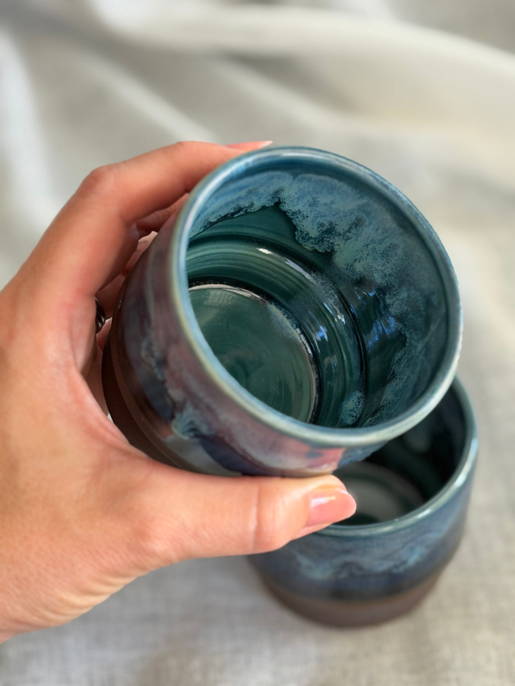 6oz Stacking Cups (Set of 2) - Deep Blue + Rainforest
