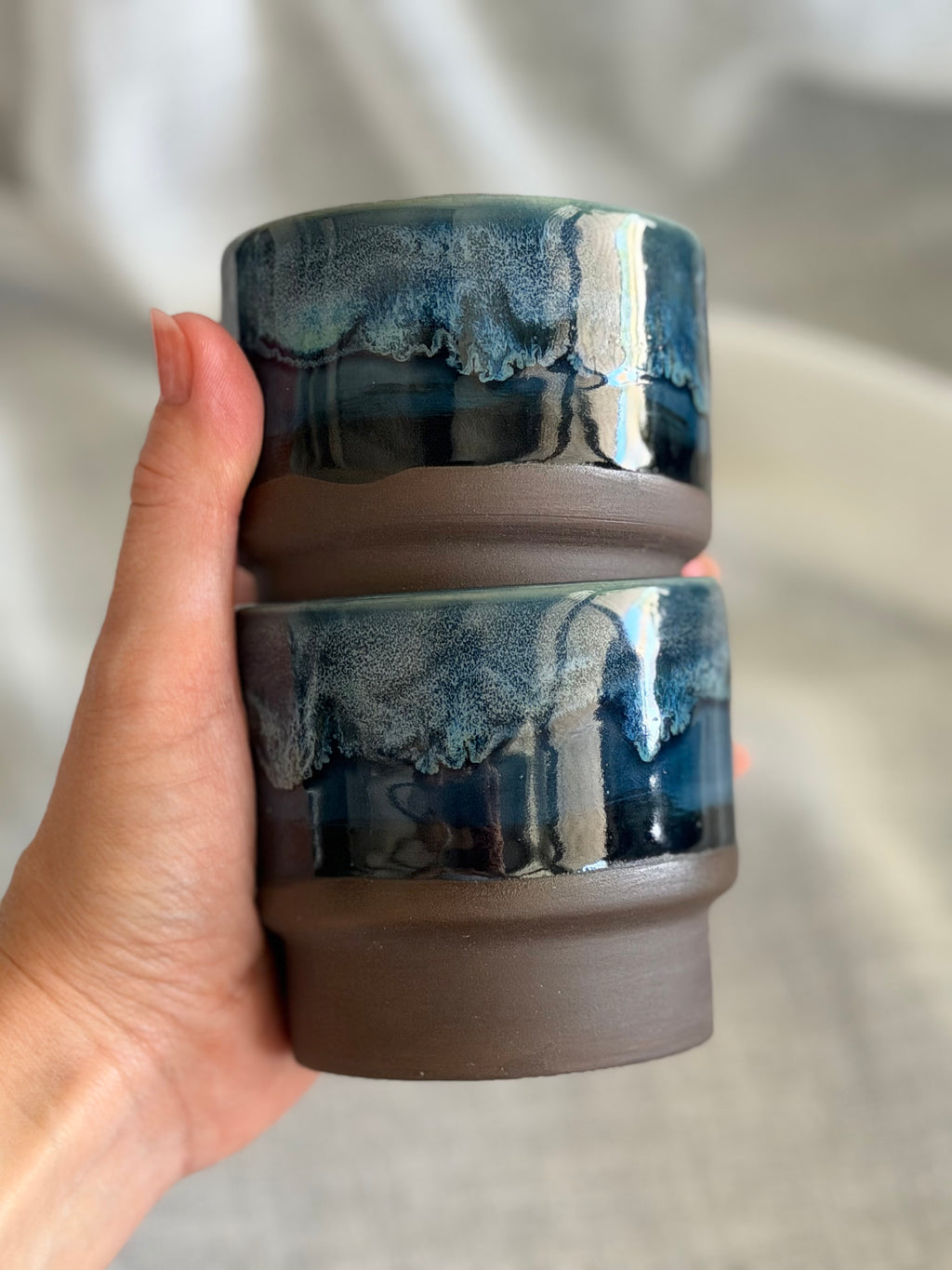 6oz Stacking Cups (Set of 2) - Deep Blue + Rainforest