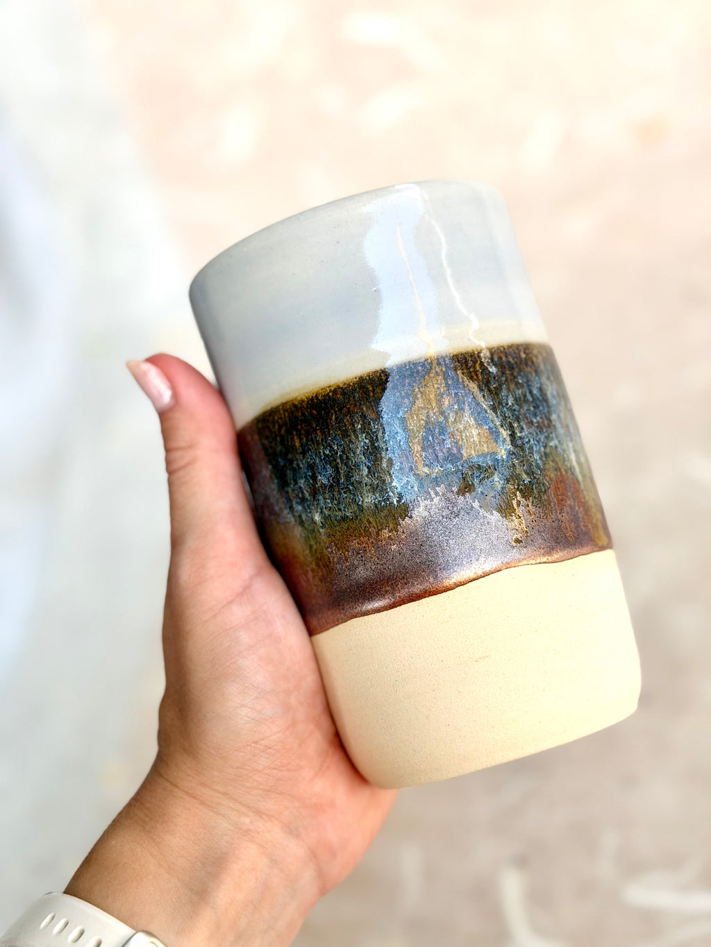 Dimpled Tumbler - Icy Blue + Copper