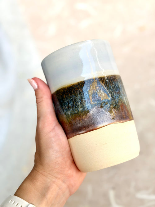 Dimpled Tumbler - Icy Blue + Copper