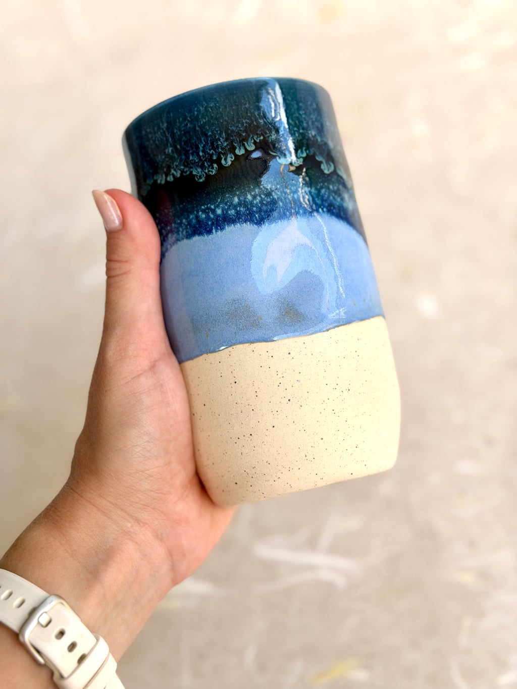 Dimpled Tumbler - Ocean Blue + Light Blue (A)