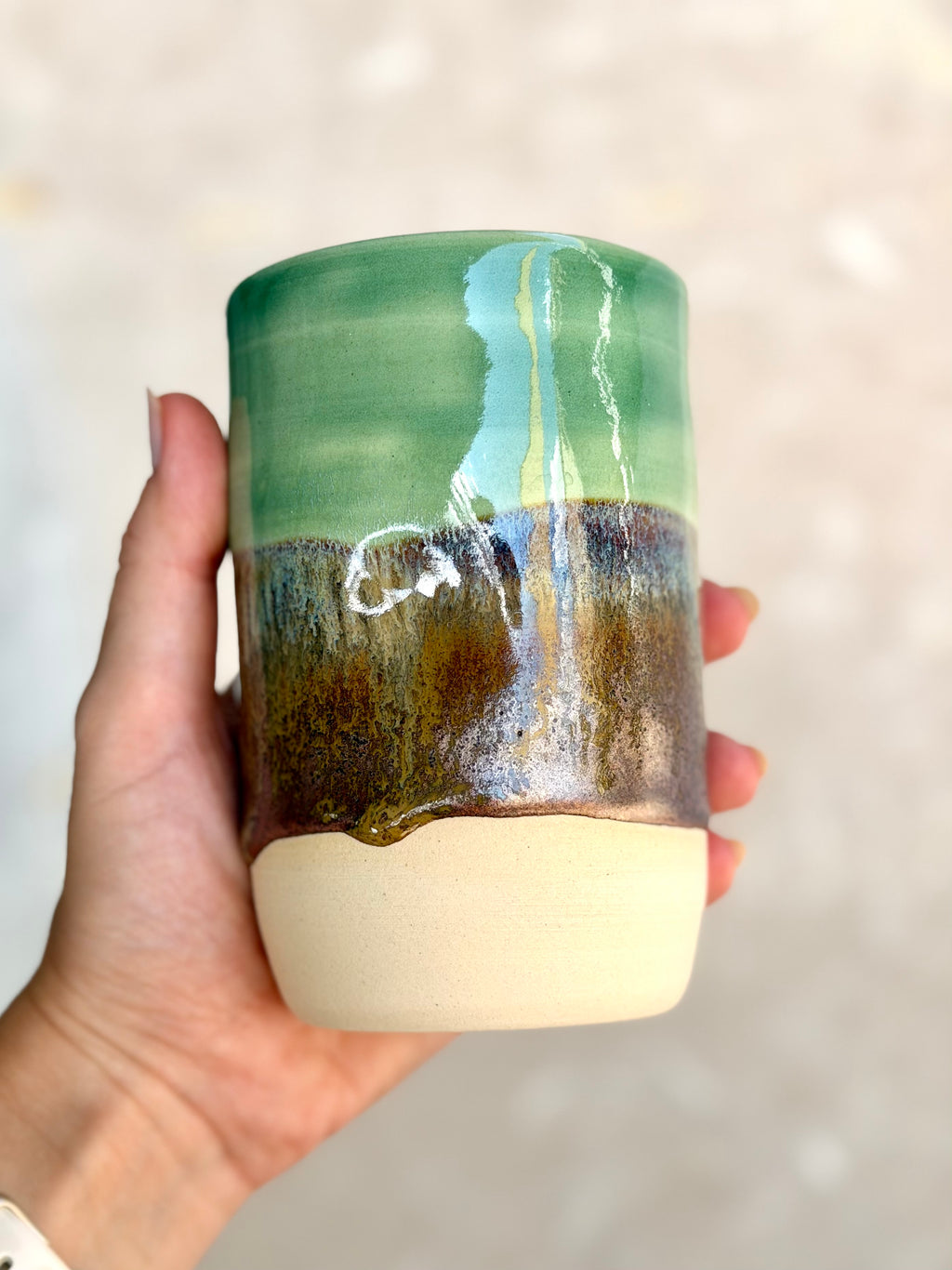 Dimpled Tumbler - Jade + Copper