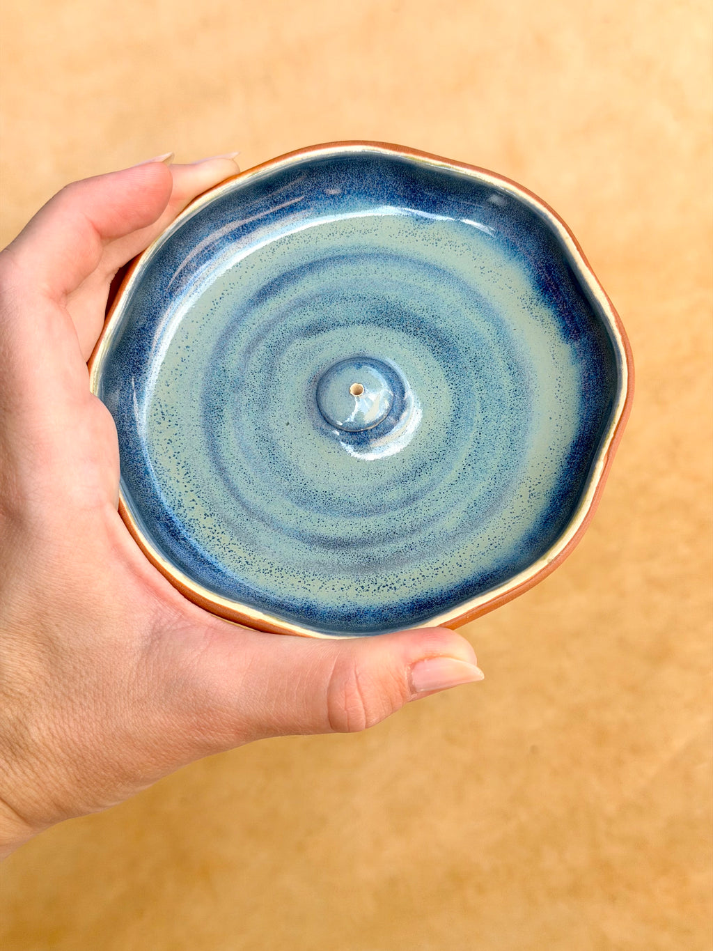 Large Incense Burner - Torch Blue + Terracotta