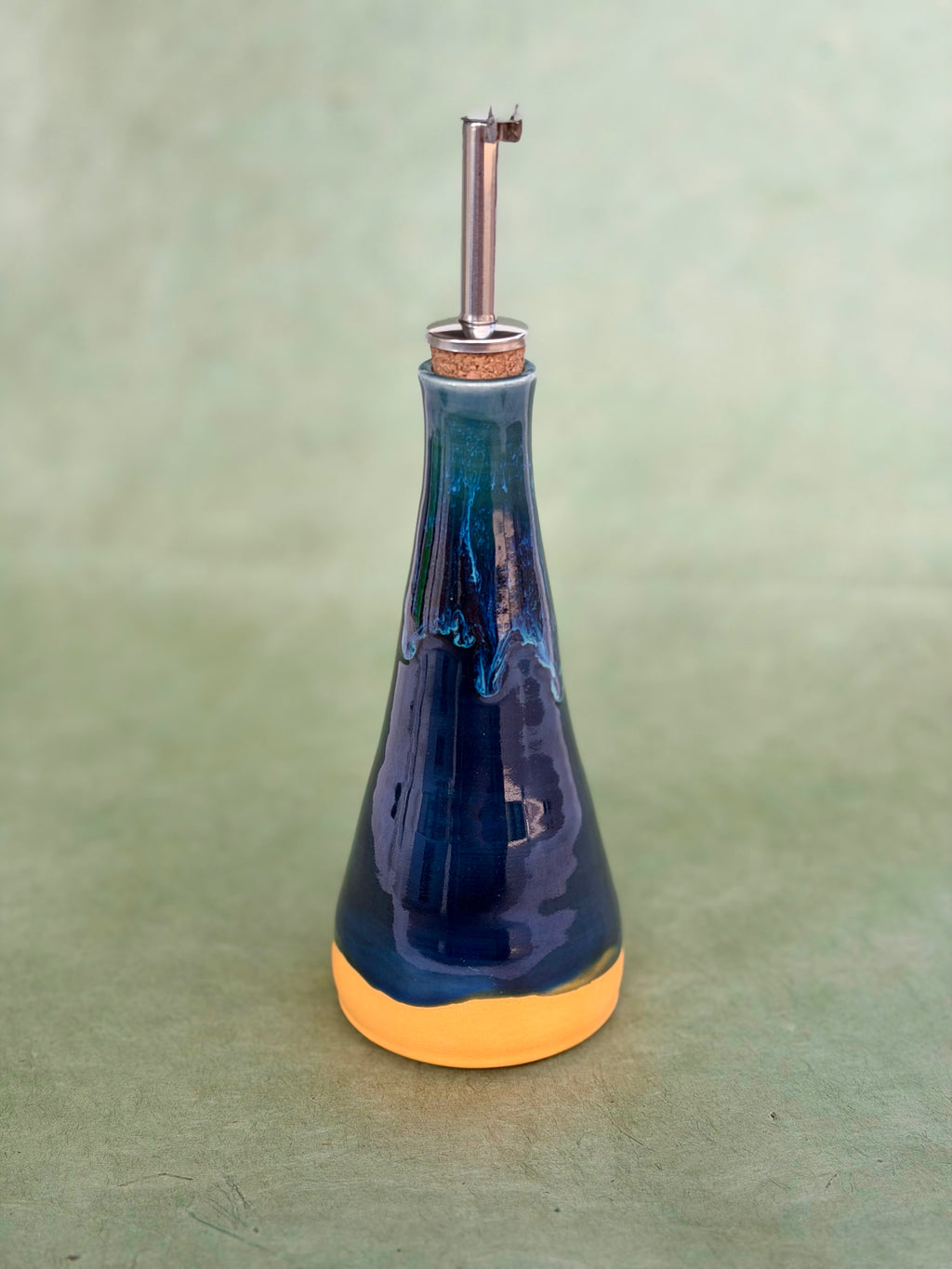 Olive Oil Bottle - Deep Blue + Cantaloupe