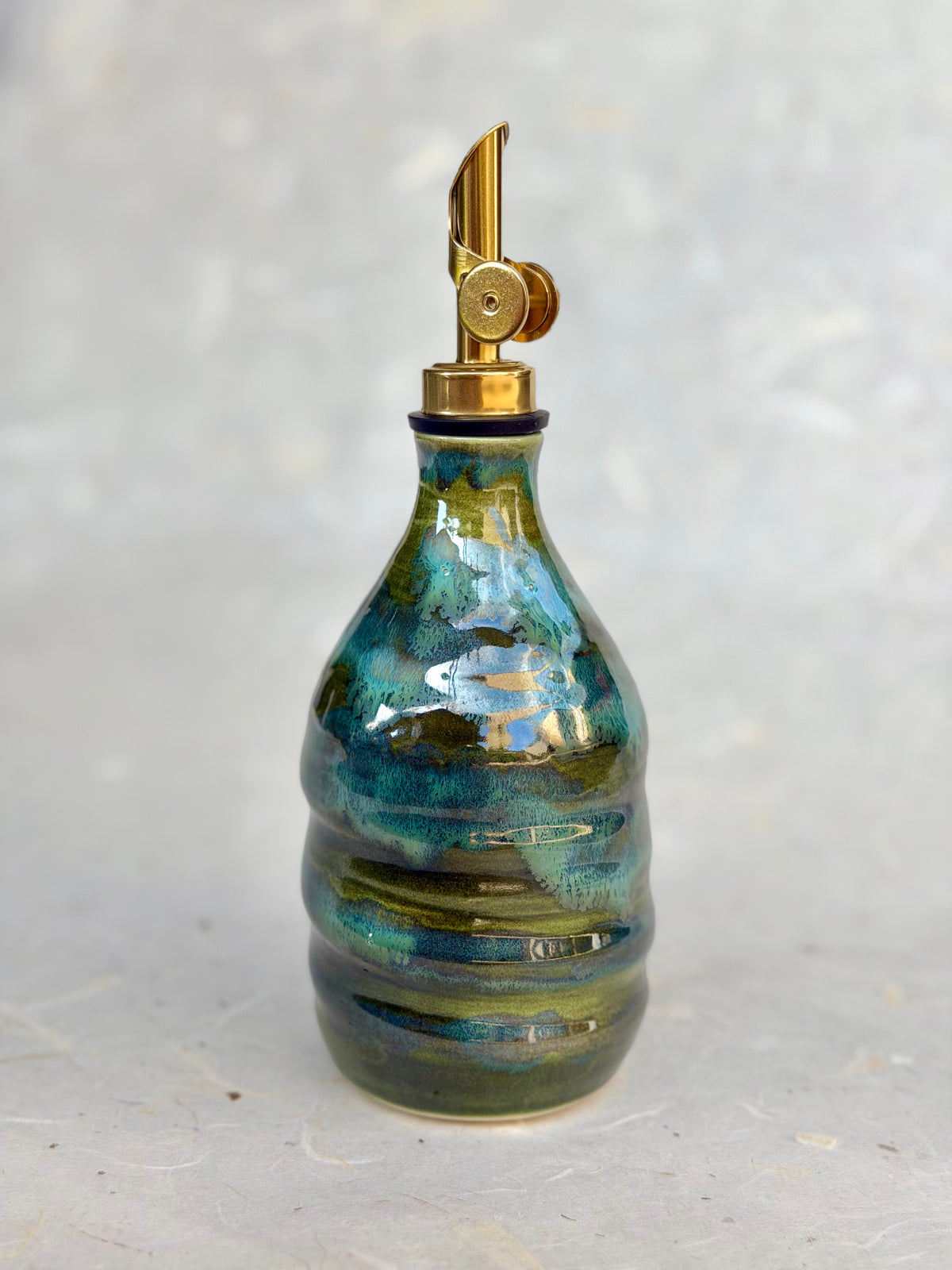 Olive Oil Bottle - Emerald Swirl