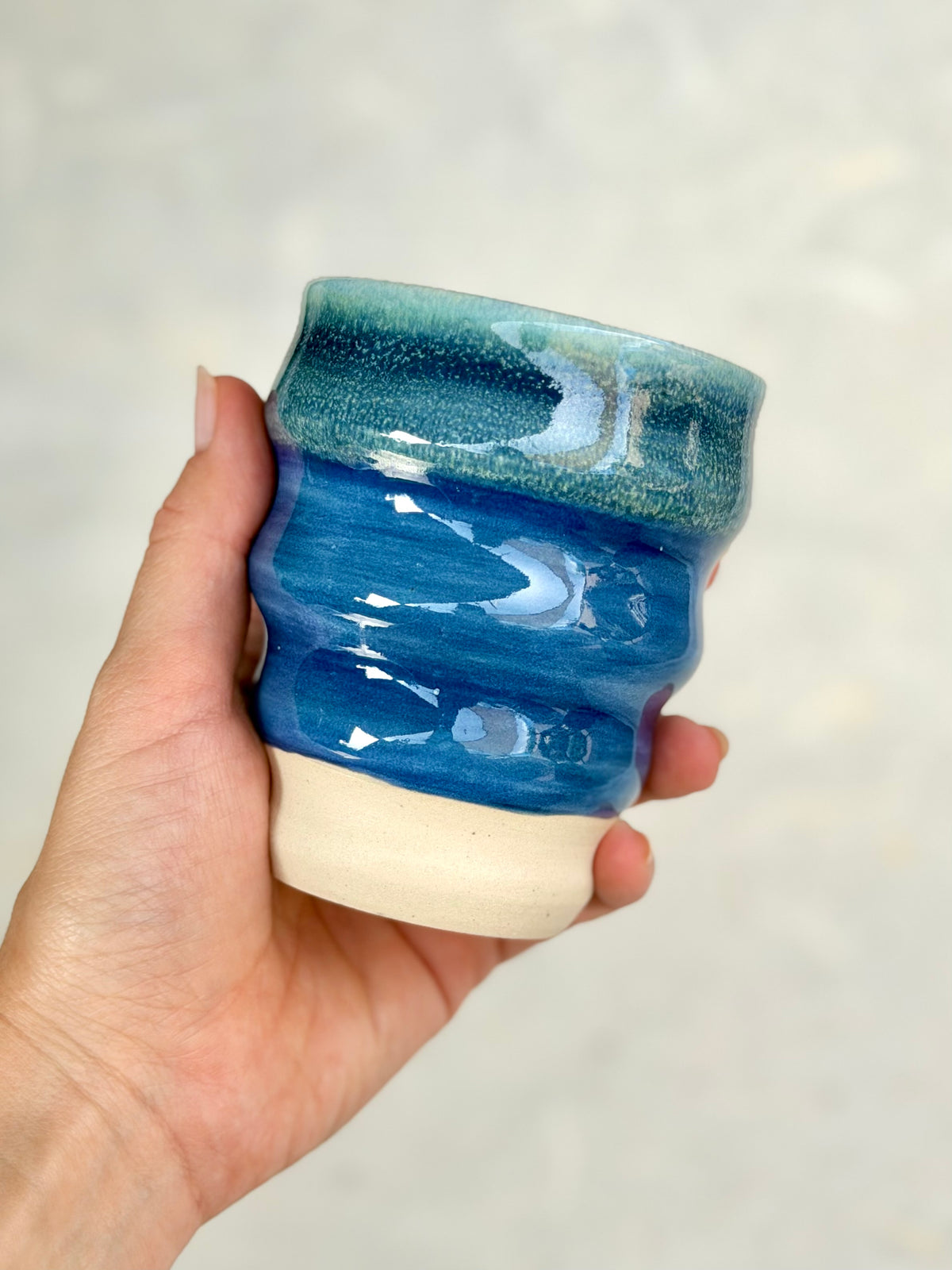 Wavy Cup - Cobalt + White
