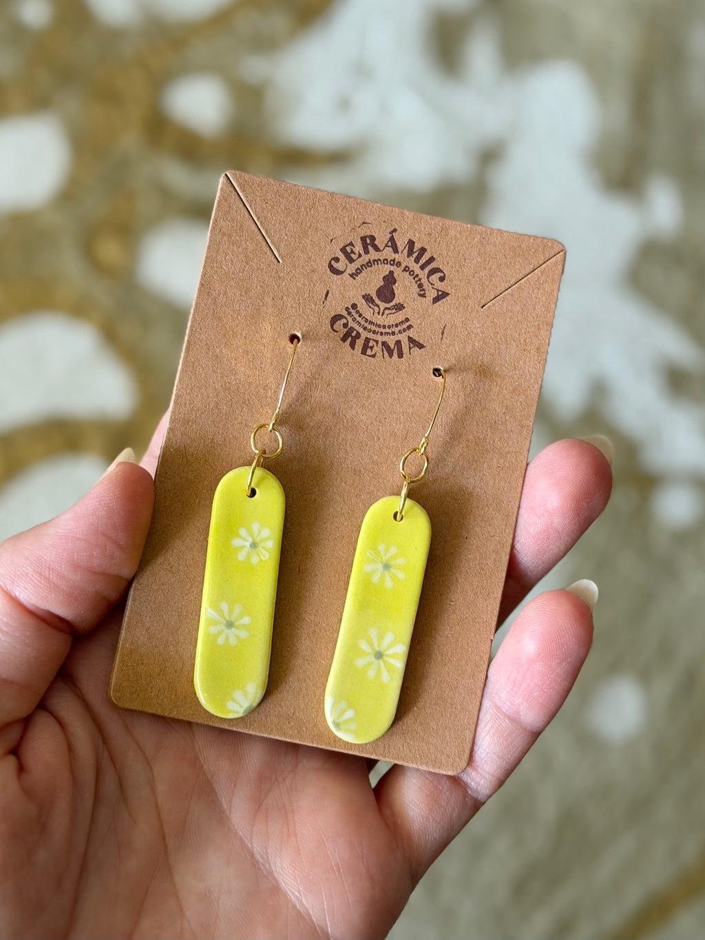 Capsule Earrings - Chartreuse + White Daisy