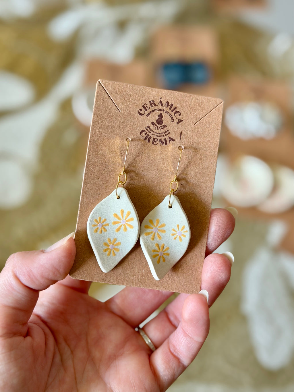 Leaf Earrings - Orange Daisy