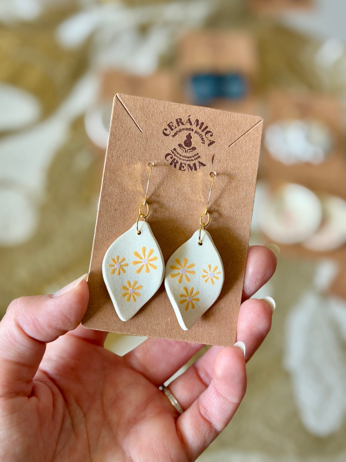 Leaf Earrings - Orange Daisy