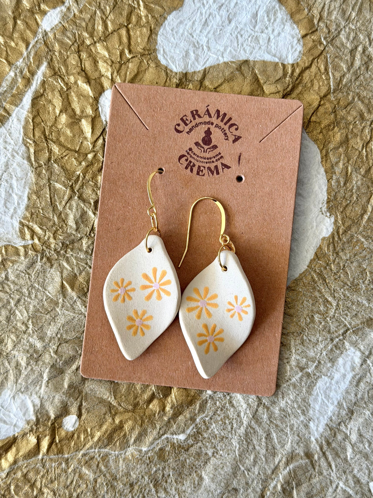 Leaf Earrings - Orange Daisy