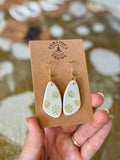 Pebble Earrings - White + Sage Daisy
