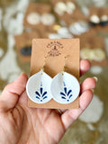 Petal Earrings - White + Blue