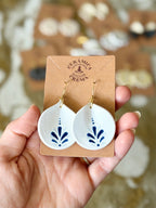 Petal Earrings - White + Blue