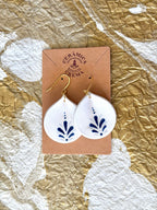 Petal Earrings - White + Blue