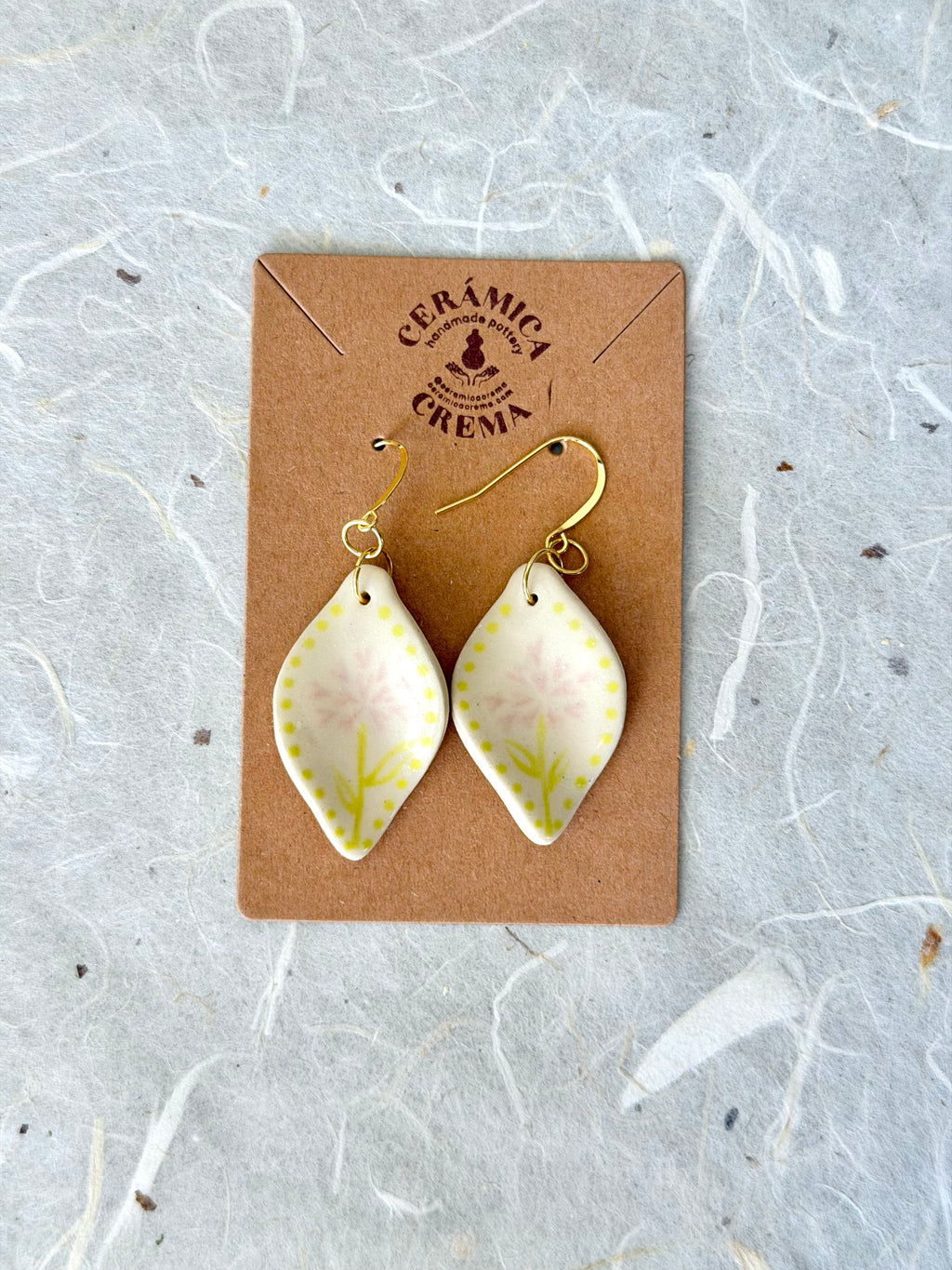 Leaf Earrings - Pink Flower