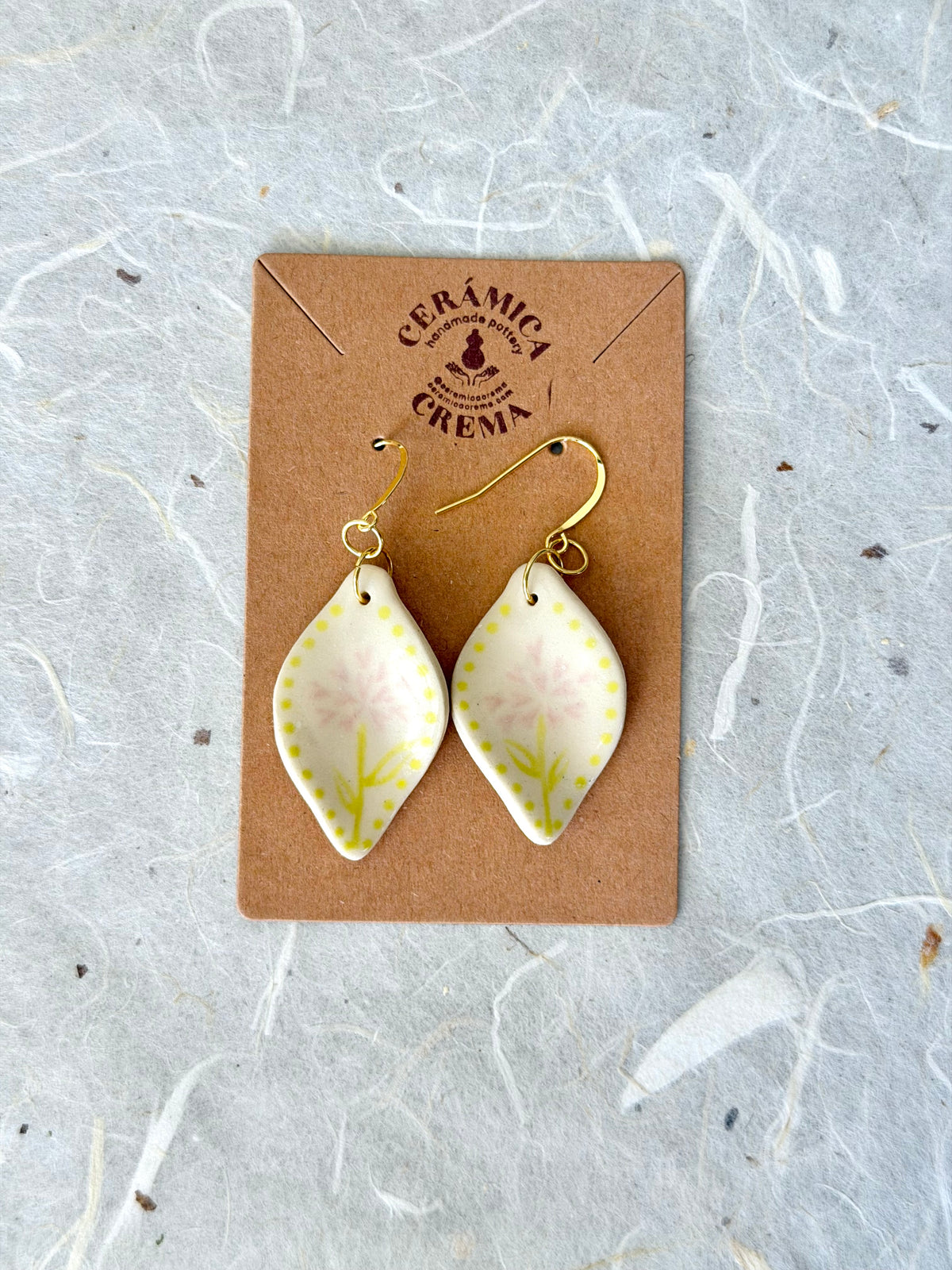 Leaf Earrings - Pink Flower