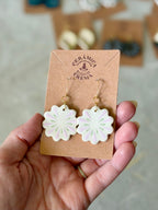 Scalloped Earrings - Pink + Sage Flower