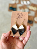 Leaf Earrings - Brown + Baby Blue