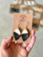 Leaf Earrings - Brown + Baby Blue