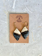 Leaf Earrings - Brown + Baby Blue